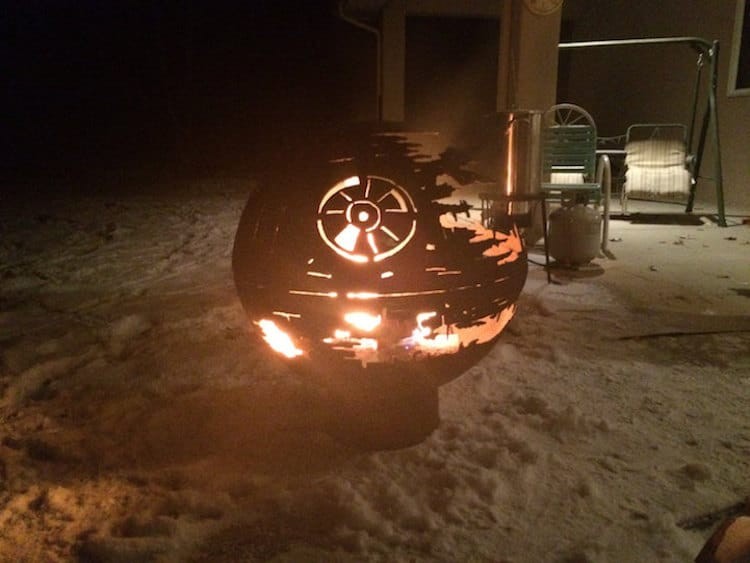 Transform your backyard into a galaxy far, far away with the Death Star fire pit by KG Metal Firepits!