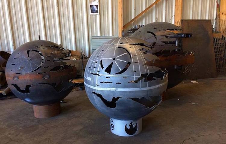 Transform your backyard into a galaxy far, far away with the Death Star fire pit by KG Metal Firepits!