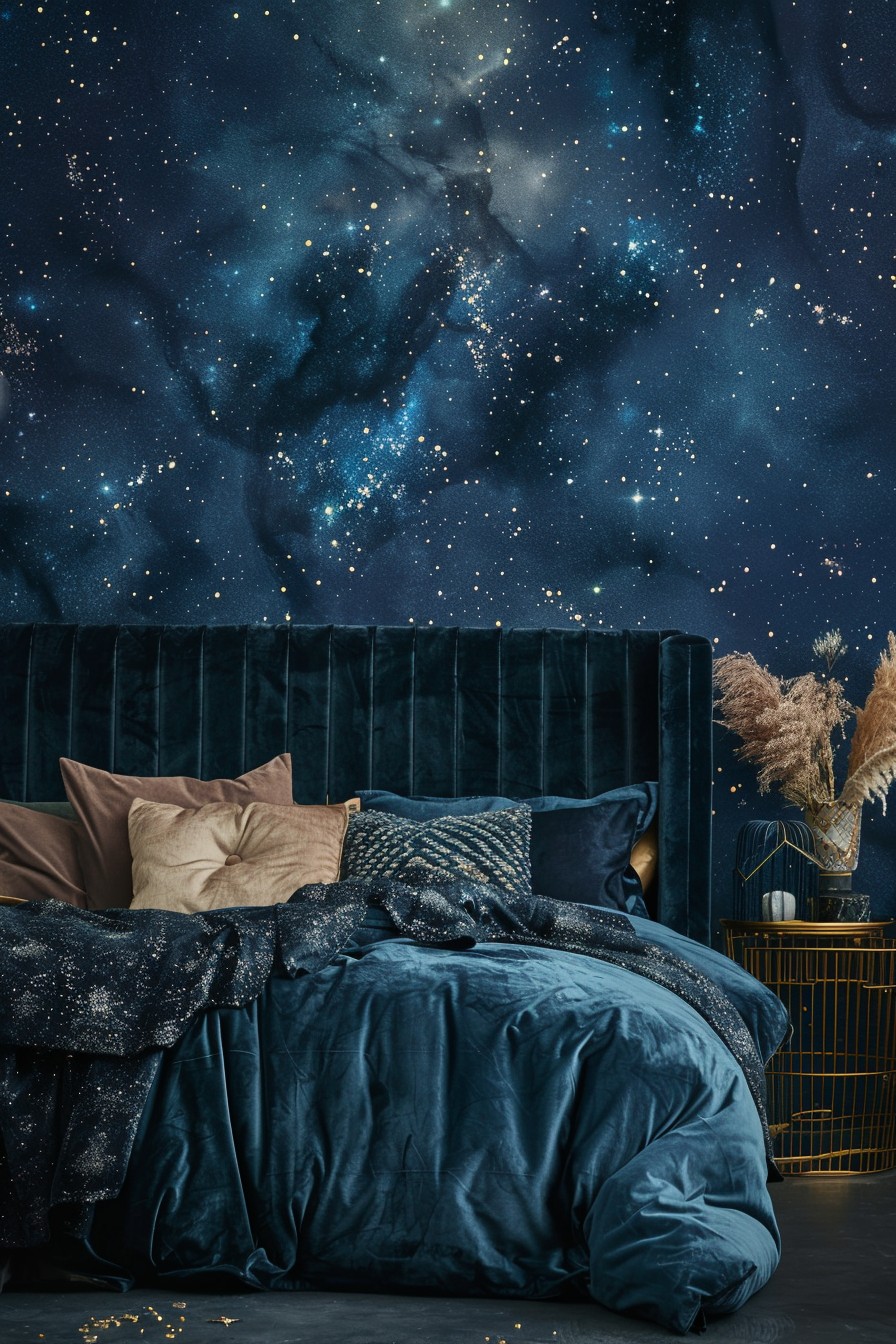 Plush, Velvet Bedding in Deep Space Hues